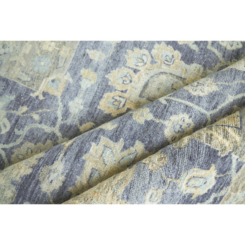 Heirloom Oriental Hand-Knotted Wool Blue Area Rug, Rectangle 12' x 15'