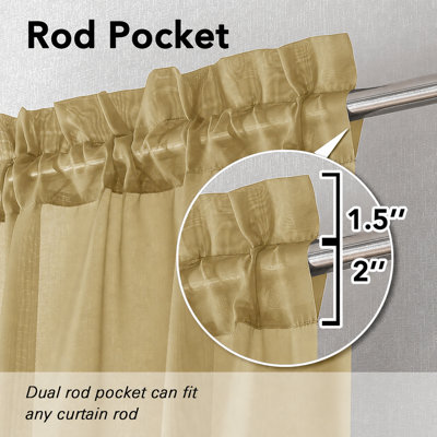 Sage Green Valances 14 Inches Long for Living Room Pocket 2 Panel Light Filtering Sheer Translucent Valence Toppers for Window Kitchen Bathroom Bedroom 42x14 Inch Length