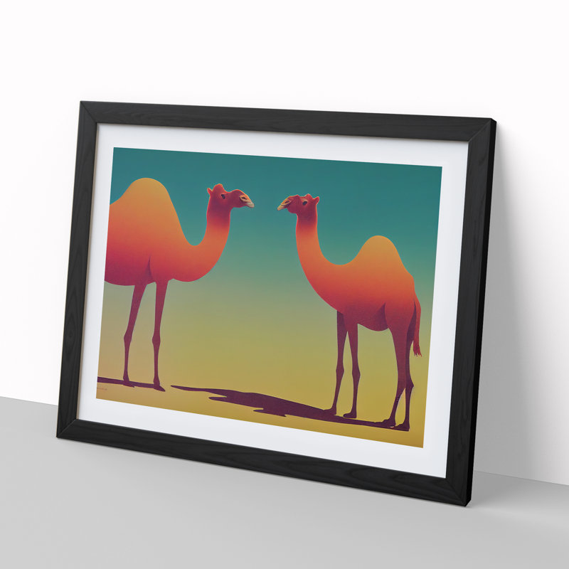 Two Camels - Framed Print, Black Framed, 46cm H x 64cm W x 2cm D