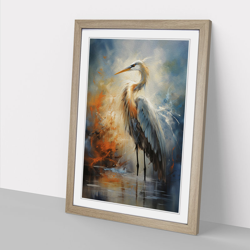 Heron Gestural - Framed Print
