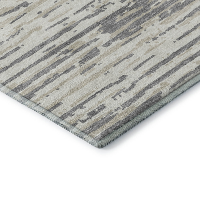 Tapis gris Prisco lavable à la machine de qualité supérieure, Rectangle 2 pi 6 po x 3 pi 10 po
