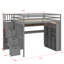 Structure de lit double pleine grandeur avec garde-robe intégrée, bureau d'étude, tablettes de rangement et éclairage ambiant-1845743761