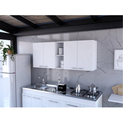 Filippus 150 Wall Cabinet – Double Door Storage with 2 Adjustable Interior Shelves & 2 Fixed External Shelves (Space-Saving Wall-Mounted Design) by Hokku Designs
