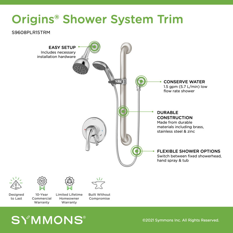 Origins 1-Spray Shower Trim with Hand Shower, Polished Chrome