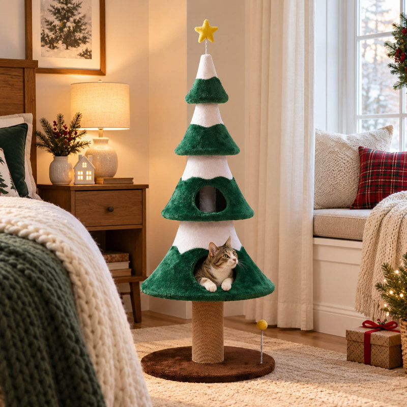 Arbre à chat 62 po avec griffes en sisal et plateformes multi-niveaux, vert 62 po