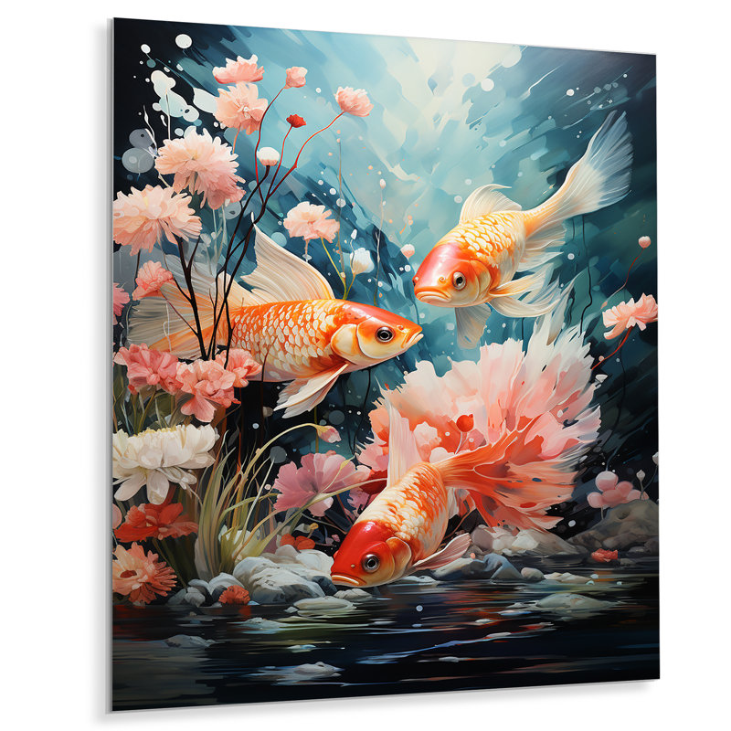 Aquariums Enchanted Waters Pointillism - Aquariums, reproductions d'art mural en métal, H 32 po x l 24 po x P 1 po