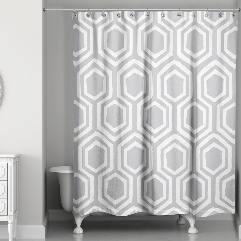 Rideau de douche simple Arib, Gris / Blanc
