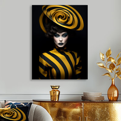 Créateur de mode jaune et rouge - femme moderne, art mural