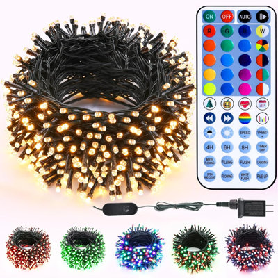 Rgbw 98.5ft 300 Led Colour Changing String Lights With Remote, Warm White, Dimmable, Twinkle, Indoor & Outdoor Christmas