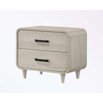 Nightstand with 2 drawers and wooden legs