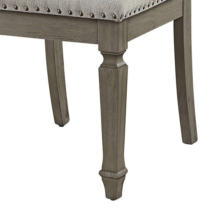 Ensemble de 2 chaises d'appoint à dossier ouvert beige et chêne vieilli