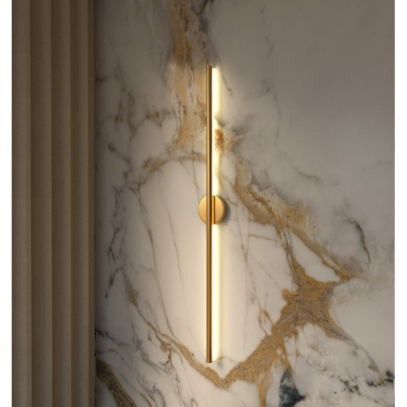 Aluminum LED Plug-in Flush Mounted Sconce, Gold, 25.5" H x 4.8" W x 2" D