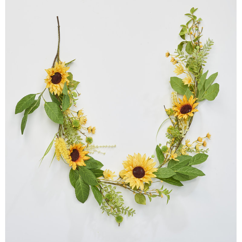 Guirlande 62 "tournesol et feuilles vertes
