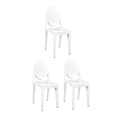 Resin Oval Back Armless Sophia Chair, 3 Chair Bundle by Chivari