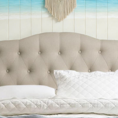 Tête de lit capitonnée et capitonnée, tête de lit en bois massif avec pieds en bois, tête de lit à hauteur réglable de 34 po à 43 po, tête de lit en tissu au design moderne