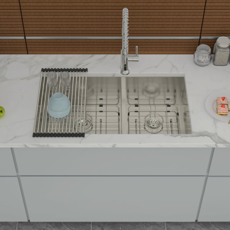 Bowl Undermount Sink-  Double Bowl Kitchen Sink Gauge With Deep Basin