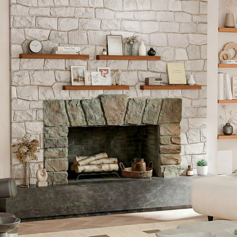 Tablettes flottantes murales en bois pour le rangement mural de la chambre à coucher et du salon, H 2 po x l 30 po x P 4 po