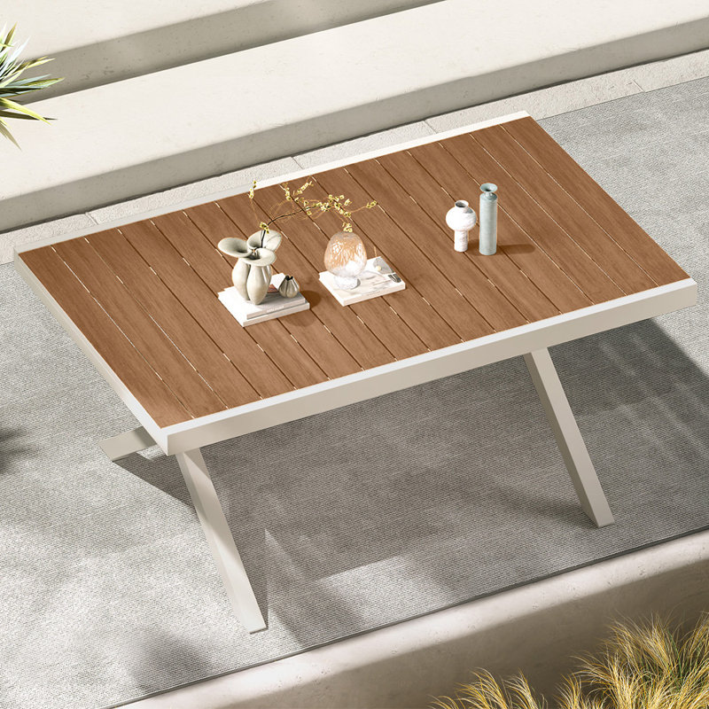 Aluminum And Steel Heated Transfer Extendable Dining Table, White