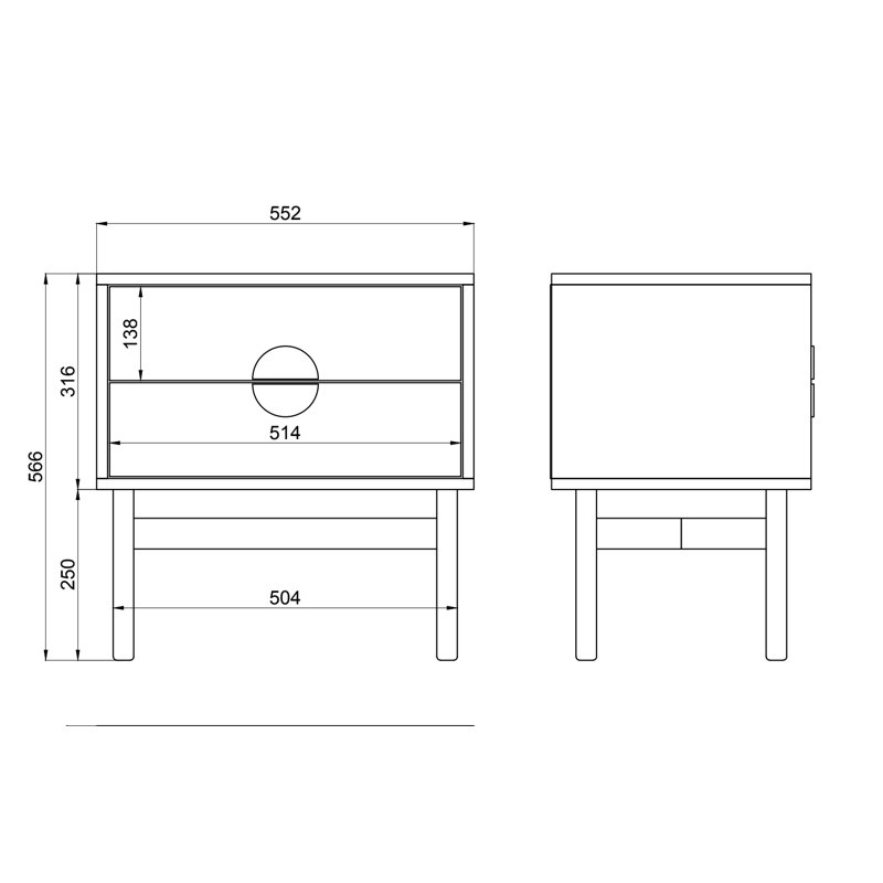 Anvitha 55.2cm W Laminate Bedside Table