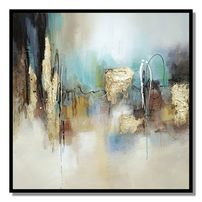 " Blue And Gold Abstract " Painting Print