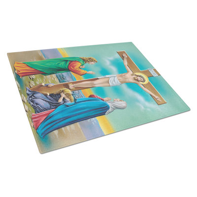 Tempered Glass Jesus on the Cross Crucifixion Cutting Board