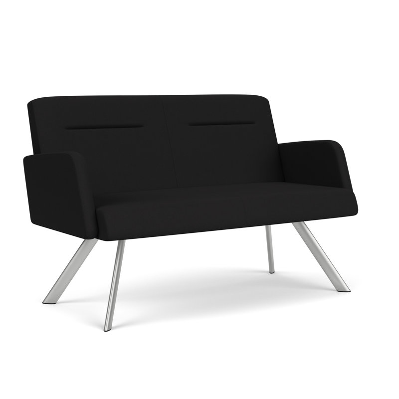 Causeuse Willow, Argent argent, Noir Visite Libre - tissu uni