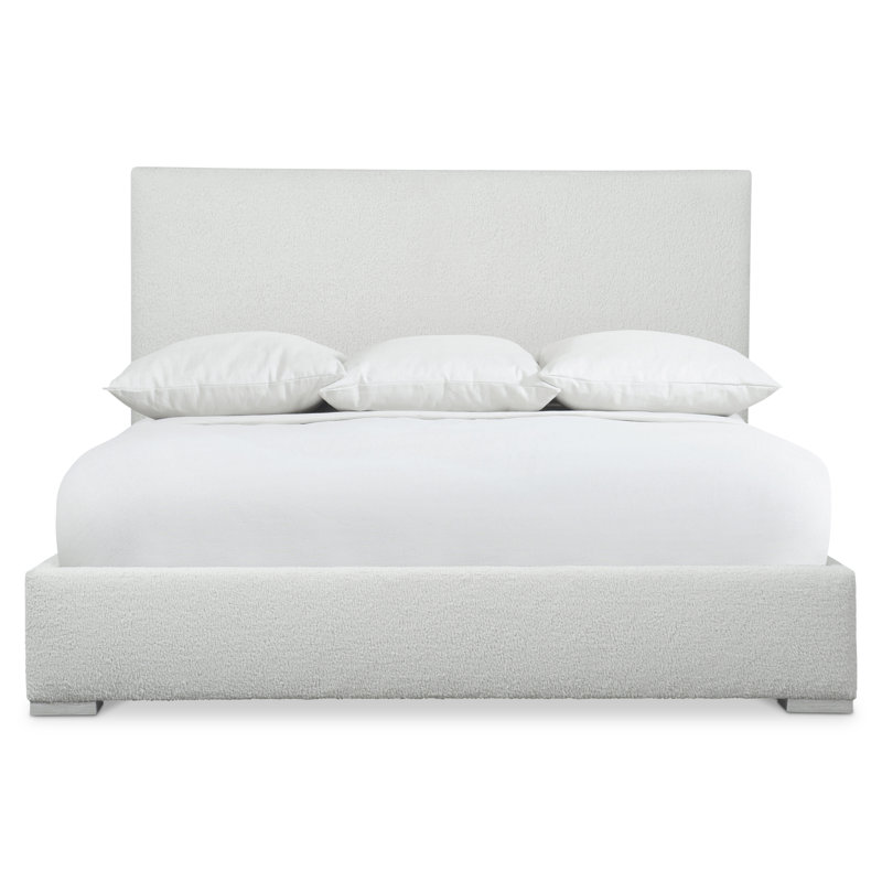 King Gray Upholstered Wood Frame Bed with Slats