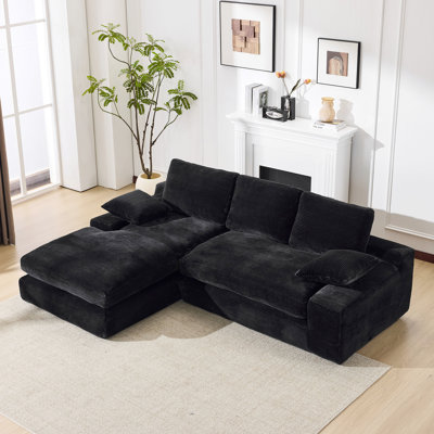 99*69" Modular Sectional Living Room Sofa Set, Modern Minimalist Style Couch, Upholstered Sleeper Sofa For Living Room, Bedroom, 2 Pc Free Combination, Installation-Free Sofa, L-Shape, Black