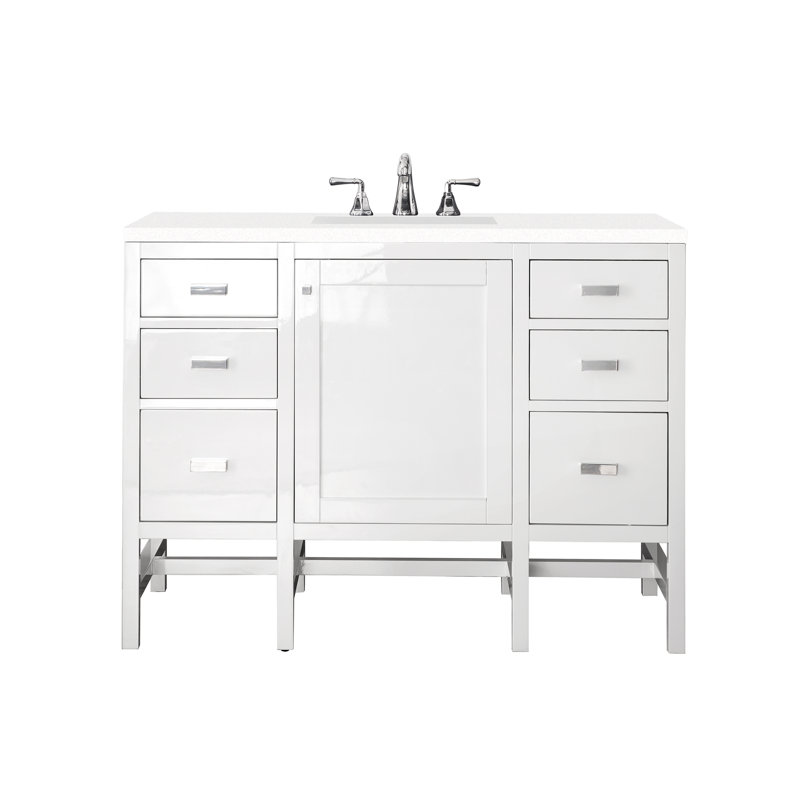 Addison 48'' W Single Vanity, Glossy White, 8" Widespread, Tajnar Eclos