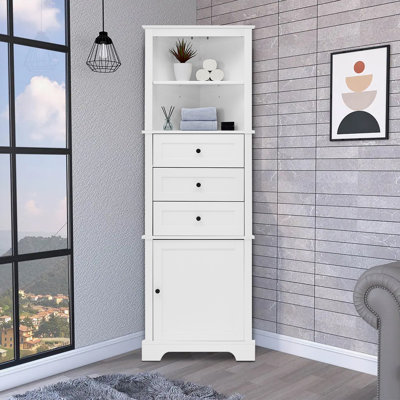 Tarajah Freestanding Wood Bathroom Storage Cabinet Linen Cabinet