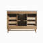 Meuble-lavabo autoportant en bois massif café clair avec plateau blanc-130531291