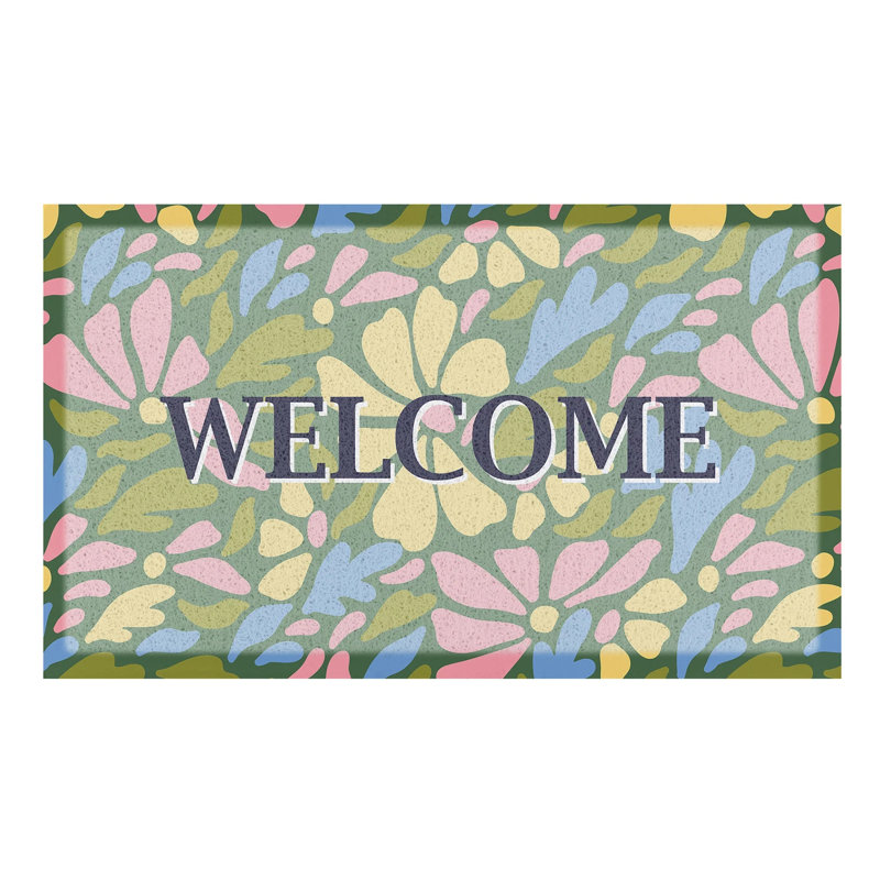 Non-Slip Floral Doormat