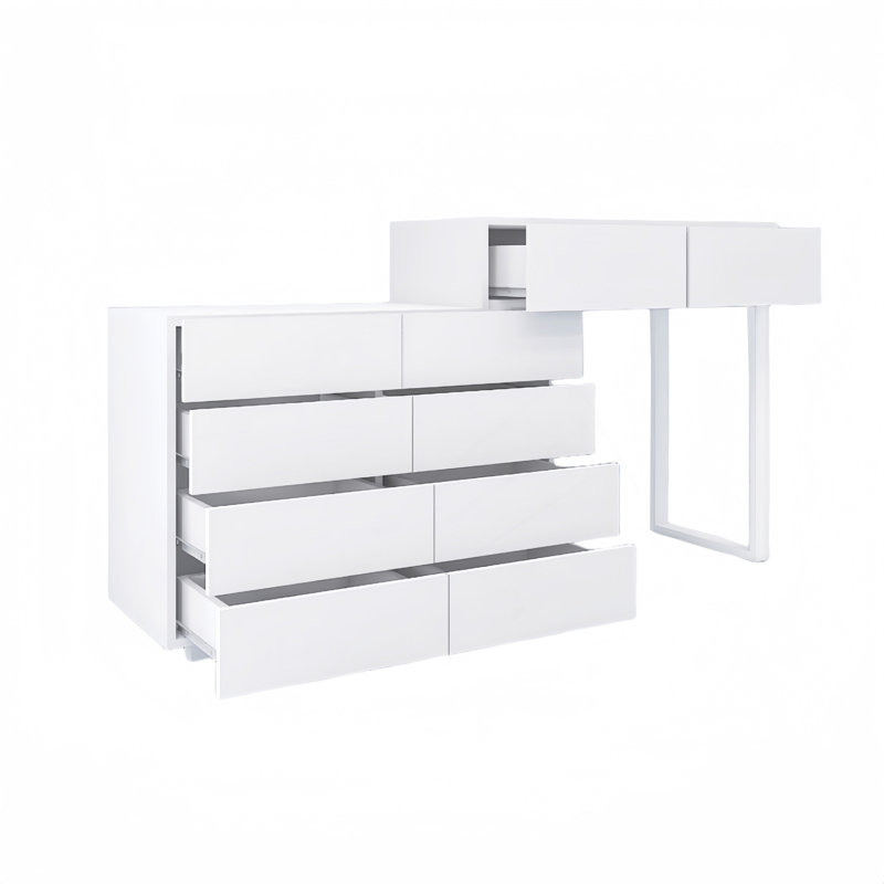 Commode à 10 tiroirs avec système de glissement en douceur et fabrication en bois robuste pour un rangement polyvalent.