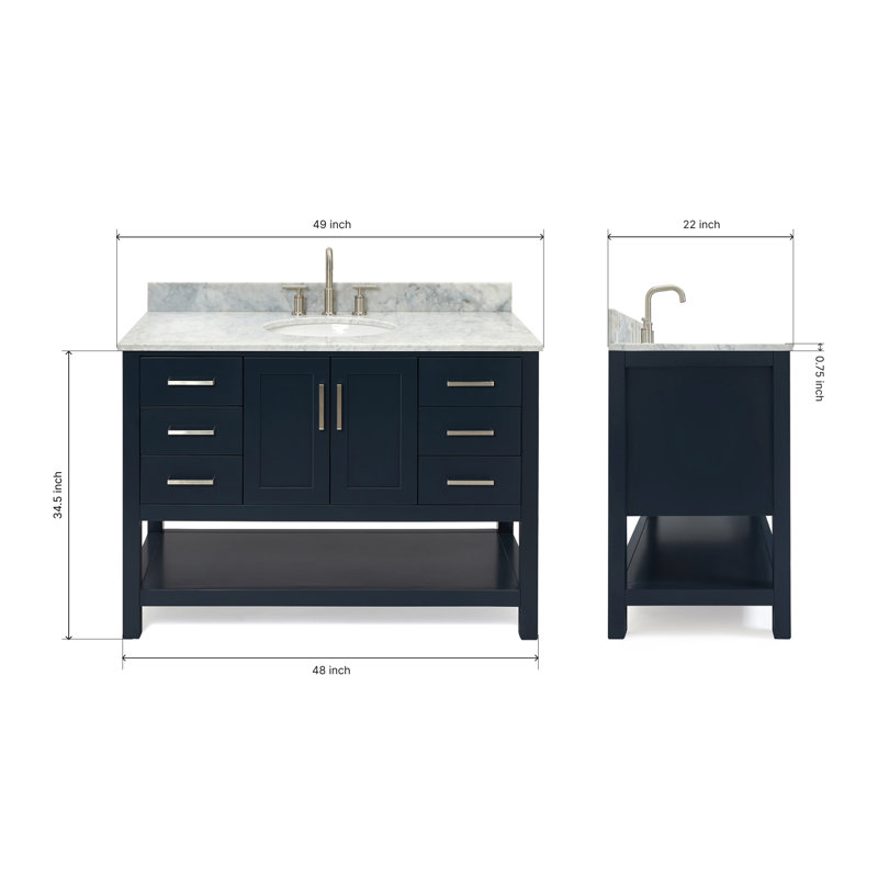 Magnolia Bath Vanity Rectangular Basin S061SCW2R, Midnight Blue, Oval, 49"