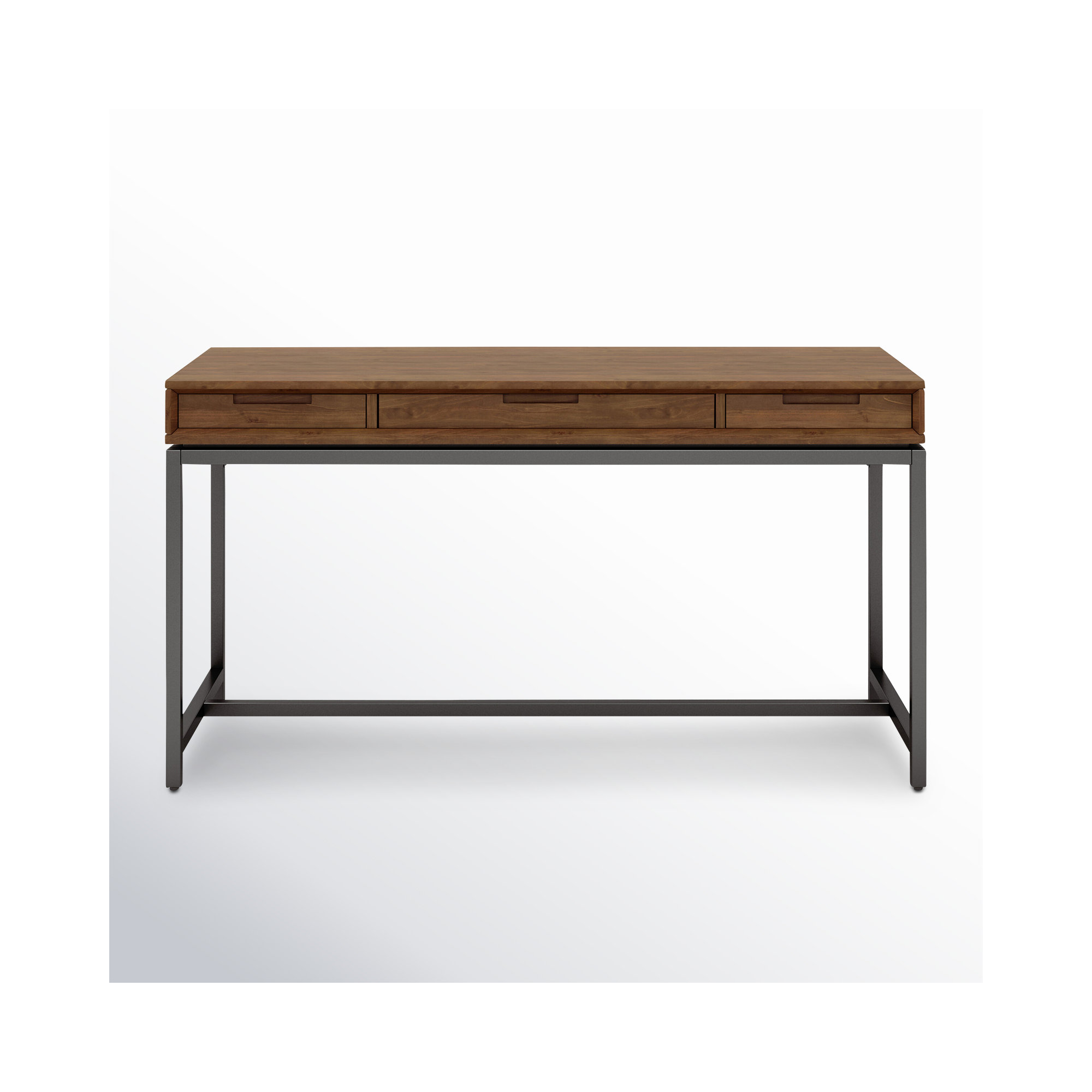 Lars Mid Century Desk, Medium Saddle Brown/Black, 31.50" H x 60" W x 24" D