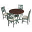 Table de salle à manger 5 pièces et 4 chaises en tissu avec pieds de table et tablette de rangement-211691713