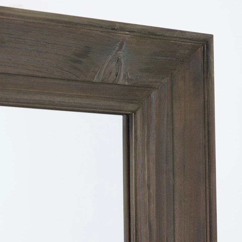 Arejas Rustic Solid Wood Flat Wall Mirror Freestanding Mirror, Grey, 64" x 21"