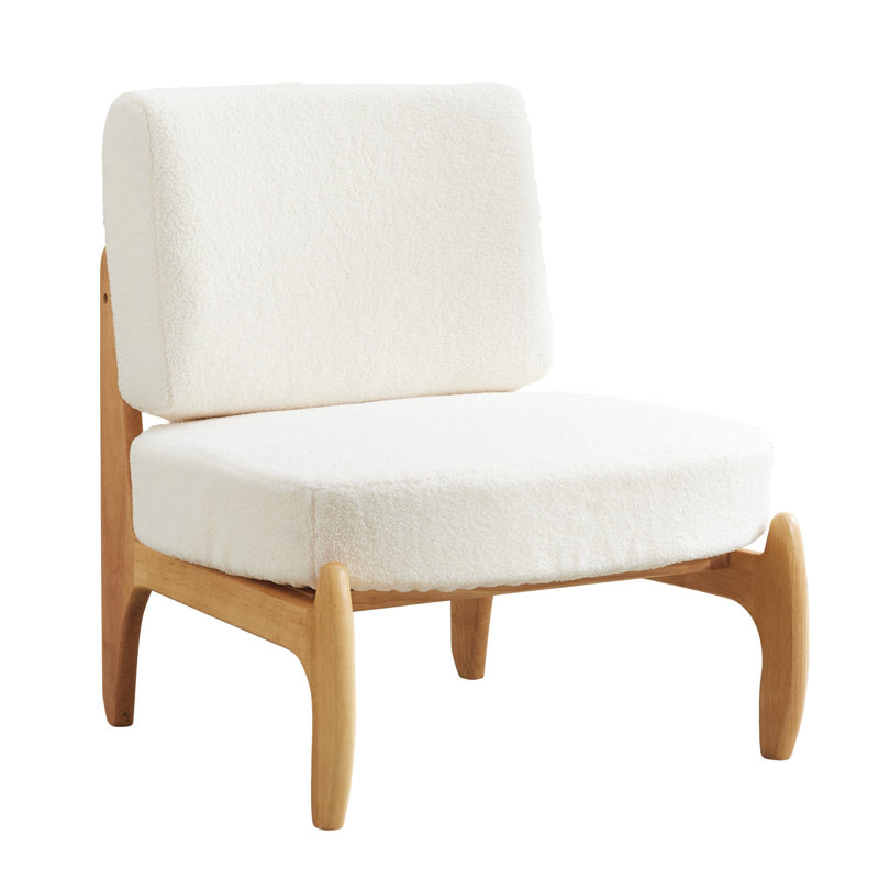 Teddy Armless Leisure Accent Chair, White Teddy, Brown