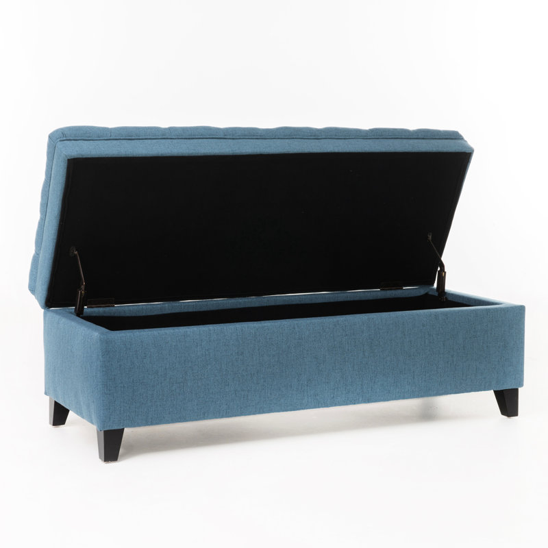 Rangement en tissu bleu avec structure stable et pieds en bouleau - Fabrication des pieds de l'accessoire de salon