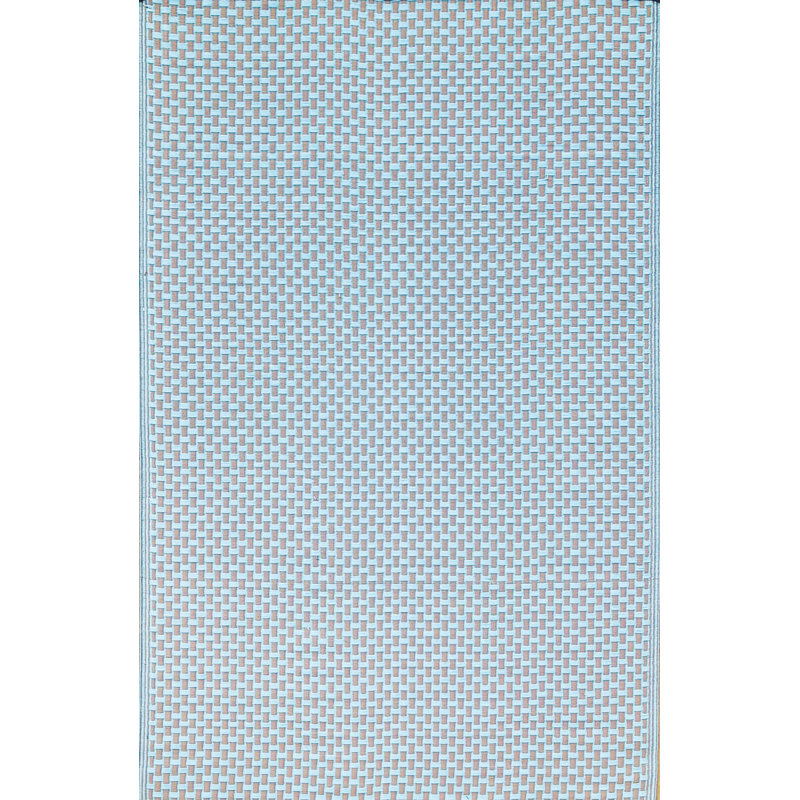 Tapis intérieur / extérieur turquoise / gris à carreaux, Rectangle 6 pi x 9 pi