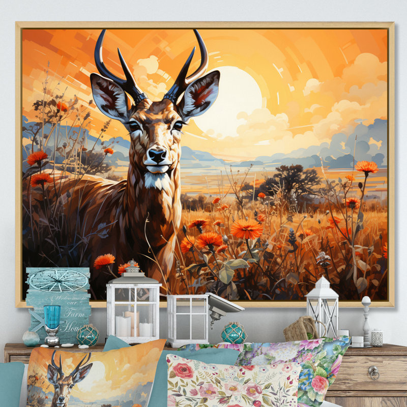 «Bilgin Gazelle Landscape I», reproduction, H 12 po x l 20 po x P 1 po, Cadre naturel flottant