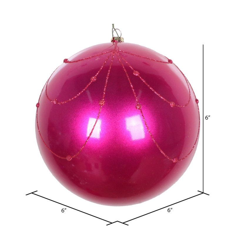 Ornement boule de rideau à paillettes bonbon, Fuchsia