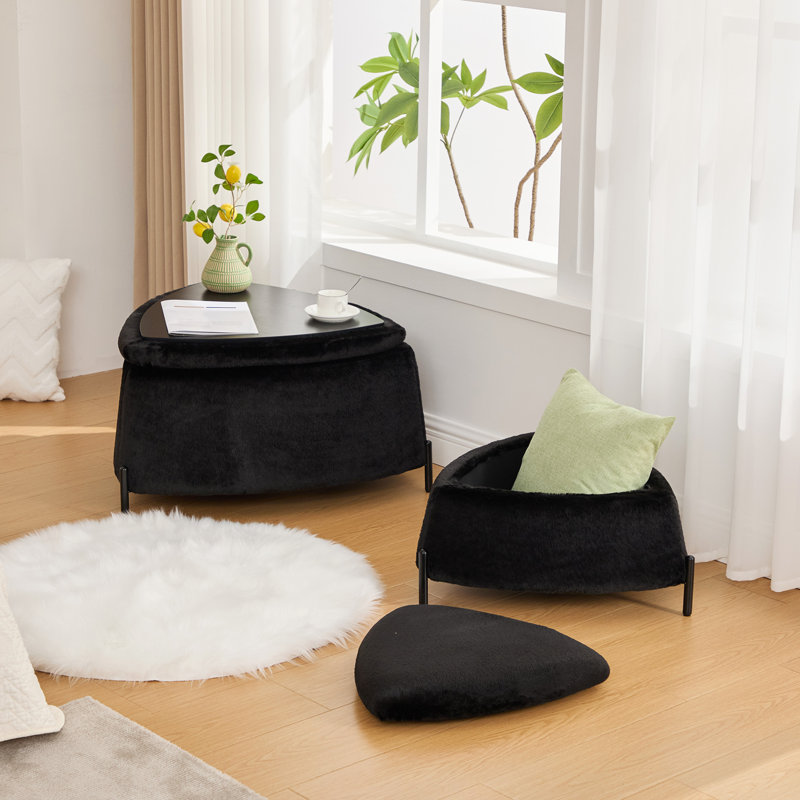 Tabouret à langer avec repose-pieds 29 po, Noir