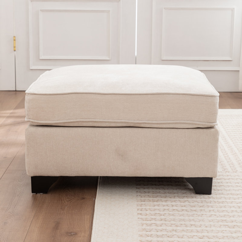 Bennett Upholstered Ottoman, Beige