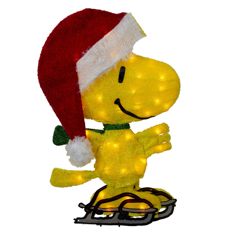 Décoration de Noël 19 po jaune et rouge en forme d'arachides avec lumières claires