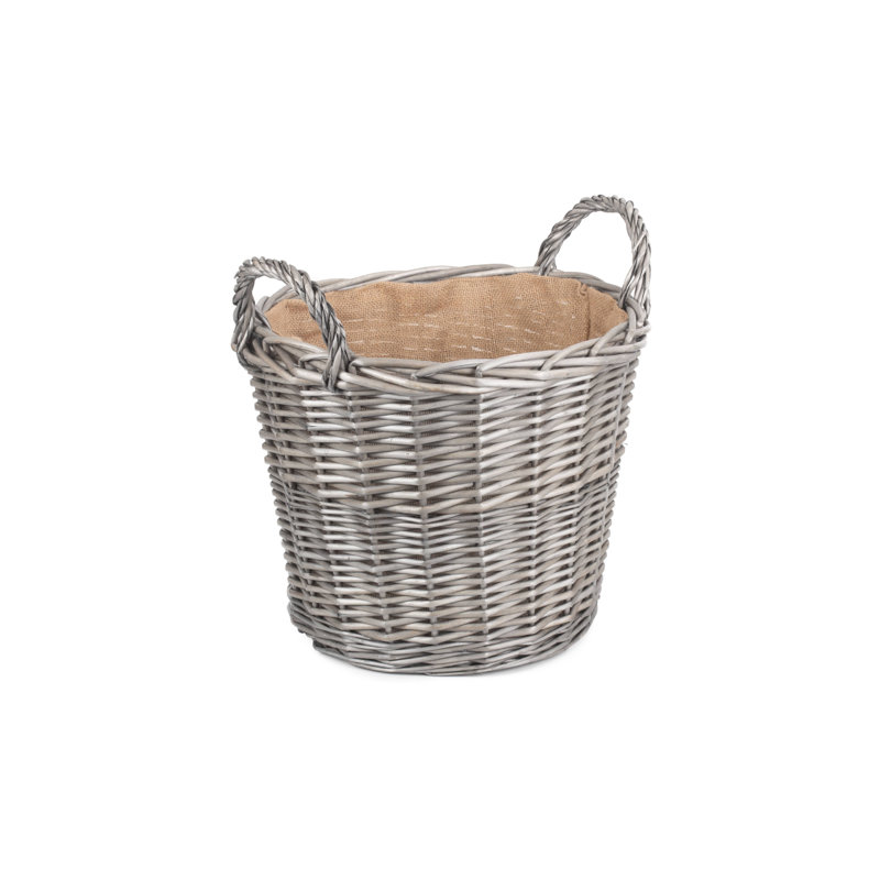 Wicker Round Lined Log Basket, 40cm H x 38cm W x 38cm D