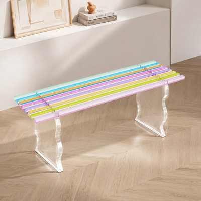 Acrylic Entryway Shoe Bench In Rainbow Color