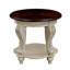 Table de bout ronde, canapé en bois massif deux tons, table d'appoint avec tablette et table de coin de 22 po-210723776