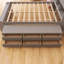 Lit double à structure en bois avec tiroirs de rangement sous le lit et étui de rangement-118027207