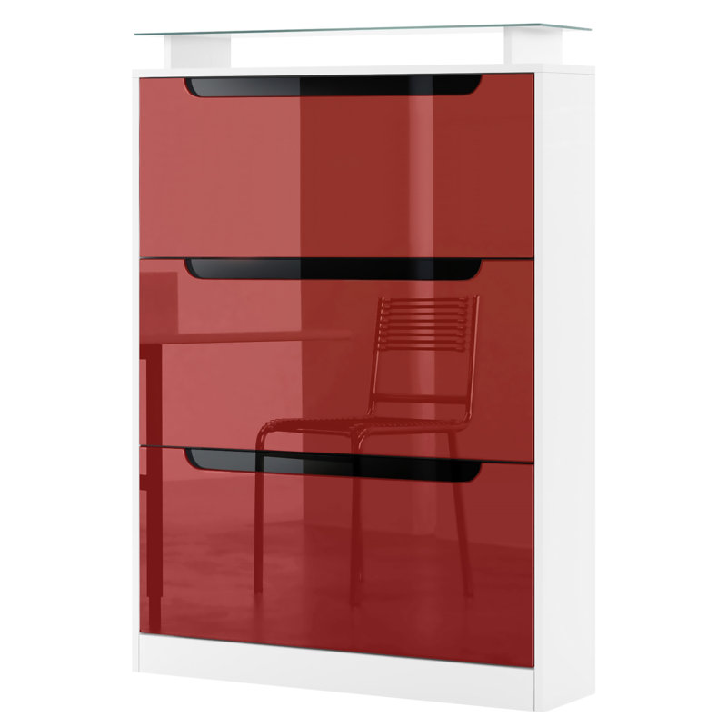 Aceto 24 Pair Shoe Storage Cabinet, Front: Bordeaux/Black